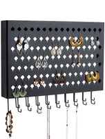 Wall Mount Earring Jewelry Hanger Organizer Holder with 109 Holes and 19 Hooks (Black) Kings Warehouse