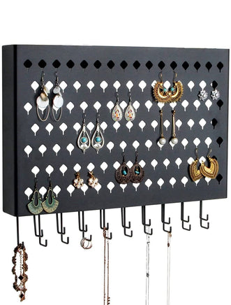 Wall Mount Earring Jewelry Hanger Organizer Holder with 109 Holes and 19 Hooks (Black) Kings Warehouse