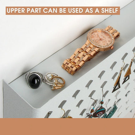 Wall Mount Earring Jewelry Hanger Organizer Holder with 109 Holes and 19 Hooks (White) Kings Warehouse