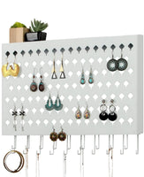 Wall Mount Earring Jewelry Hanger Organizer Holder with 109 Holes and 19 Hooks (White) Kings Warehouse