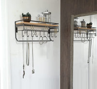 Wall Mount Hanging Jewelry Organizer with 9 Hooks (Black Metal) living room Kings Warehouse