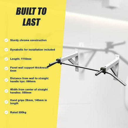 Wall Mounted Chin Up Bar Pull Up Sports & Fitness Kings Warehouse