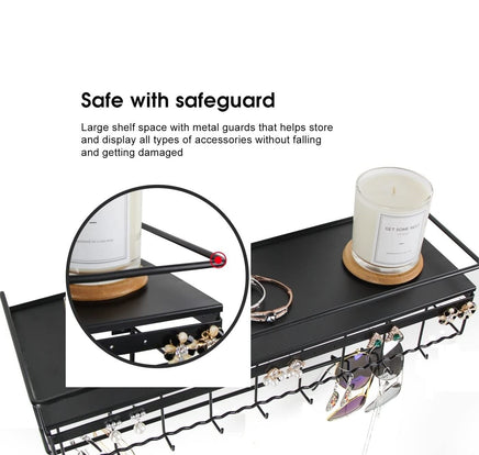 Wall Mounted Classic Black Iron Designer for Cosmetics and Jewelry Storage Shelf Kings Warehouse