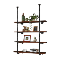 Wall Shelves Display Bookshelf Industrial DIY Pipe Shelf Rustic Brackets Furniture Kings Warehouse