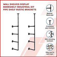 Wall Shelves Display Bookshelf Industrial DIY Pipe Shelf Rustic Brackets Furniture Kings Warehouse