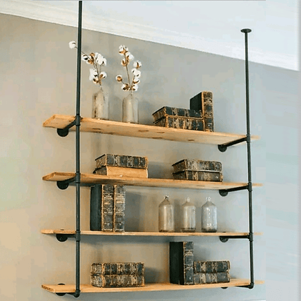 Wall Shelves Display Bookshelf Industrial DIY Pipe Shelf Rustic Brackets Furniture Kings Warehouse