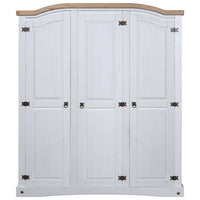 Wardrobe Mexican Pine Corona Range 3 Doors White bedroom furniture Kings Warehouse