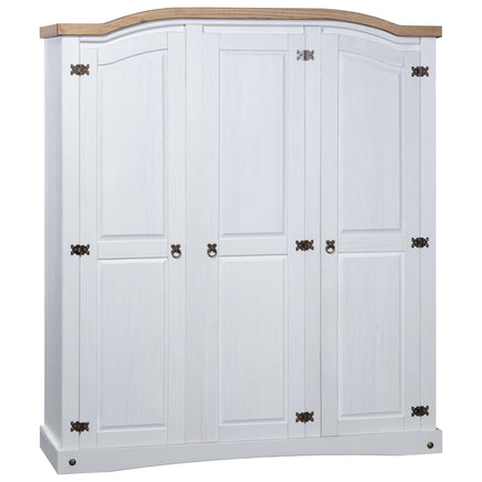 Wardrobe Mexican Pine Corona Range 3 Doors White bedroom furniture Kings Warehouse