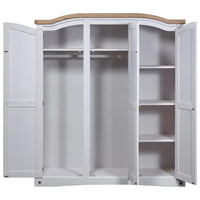 Wardrobe Mexican Pine Corona Range 3 Doors White bedroom furniture Kings Warehouse