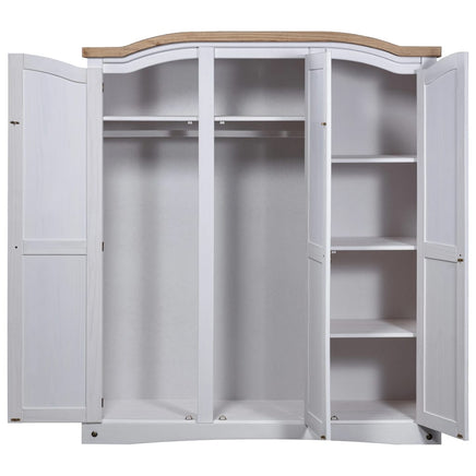 Wardrobe Mexican Pine Corona Range 3 Doors White bedroom furniture Kings Warehouse