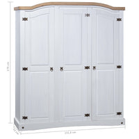 Wardrobe Mexican Pine Corona Range 3 Doors White bedroom furniture Kings Warehouse