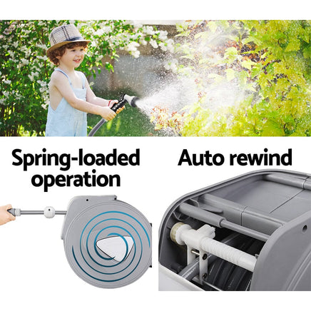 Water Hose Reel 10M Retractable Auto Rewind Garden Spray Gun Home & Garden Kings Warehouse
