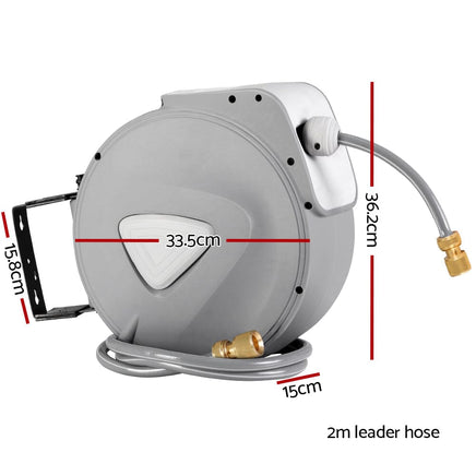 Water Hose Reel 20M Retractable Auto Rewind Garden Brass Spray Gun Home & Garden Kings Warehouse
