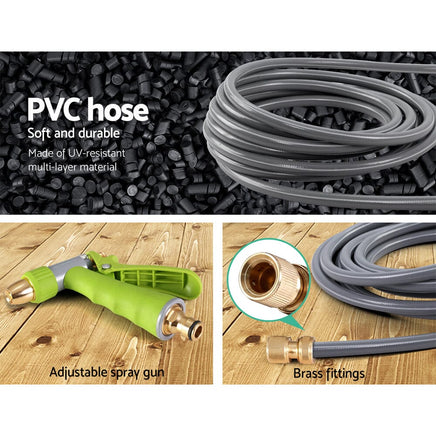 Water Hose Reel 20M Retractable Auto Rewind Garden Brass Spray Gun Home & Garden Kings Warehouse