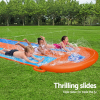 Water Slide Slip Kids 488cm Triple Slides Home & Garden Kings Warehouse