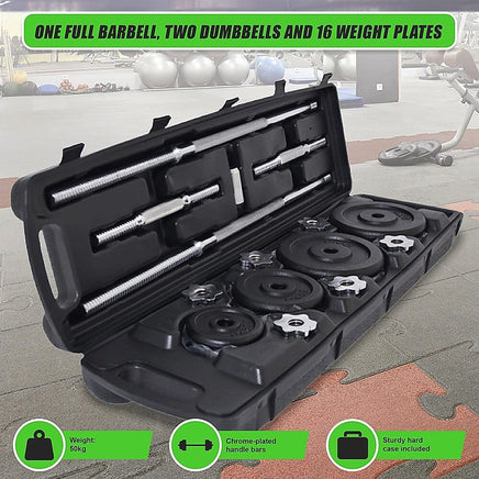 Weight Set Barbell Dumbell Dumb Bell Gym 50kg Plate Sports & Fitness Kings Warehouse