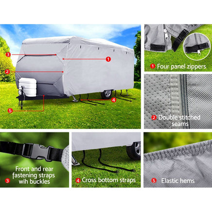 Weisshorn 14-16ft Caravan Cover Campervan 4 Layer UV Water Resistant Outdoor Recreation Kings Warehouse