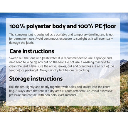 Weisshorn Instant Up Camping Tent 4 Person Pop up Tents Family Hiking Dome Camp BLACK FRIDAY: Gym & Fitness Kings Warehouse