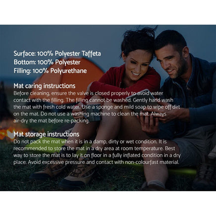 Weisshorn Self Inflating Mattress Camping Sleeping Mat Air Bed Pad Double Green Outdoor Recreation Kings Warehouse