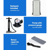 Weisshorn Stand Up Paddle Board 11ft Inflatable SUP Surfboard Paddleboard Kayak Surf Black Outdoor Recreation Kings Warehouse