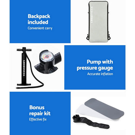 Weisshorn Stand Up Paddle Board 11ft Inflatable SUP Surfboard Paddleboard Kayak Surf Black Outdoor Recreation Kings Warehouse