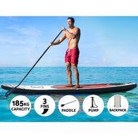 Weisshorn Stand Up Paddle Board 11ft Inflatable SUP Surfboard Paddleboard Kayak Surf Black Outdoor Recreation Kings Warehouse