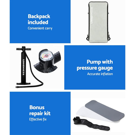 Weisshorn Stand Up Paddle Board 11ft Inflatable SUP Surfboard Paddleboard Kayak Surf Pink Outdoor Recreation Kings Warehouse