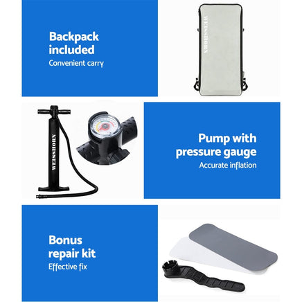 Weisshorn Stand Up Paddle Board 11ft Inflatable SUP Surfboard Paddleboard Kayak Surf Yellow Outdoor Recreation Kings Warehouse