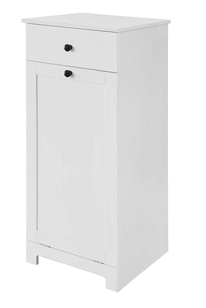 White Bathroom Cabinet with Laundry Basket and Drawer Kings Warehouse