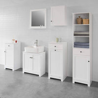 White Bathroom Cabinet with Laundry Basket and Drawer Kings Warehouse