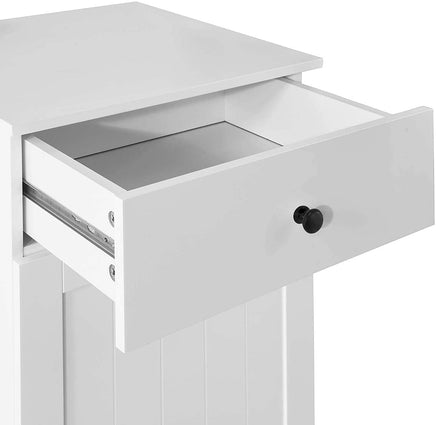White Bathroom Cabinet with Laundry Basket and Drawer Kings Warehouse