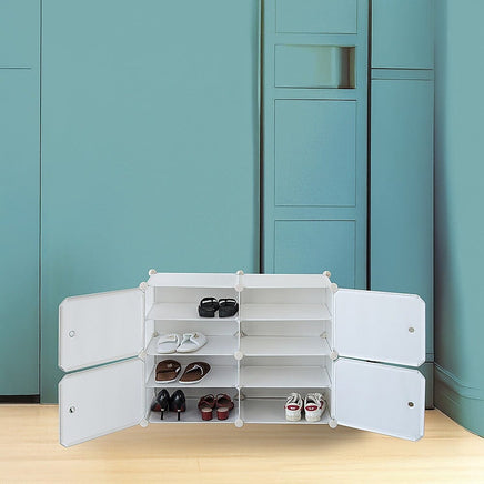 White Cube DIY Shoe Cabinet Rack Storage Portable Stackable Organiser Stand Furniture Kings Warehouse