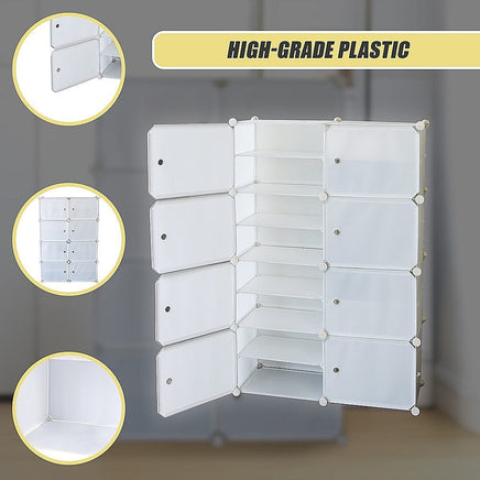 White Cube DIY Shoe Cabinet Rack Storage Portable Stackable Organiser Stand Furniture Kings Warehouse