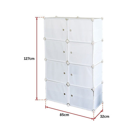 White Cube DIY Shoe Cabinet Rack Storage Portable Stackable Organiser Stand Furniture Kings Warehouse