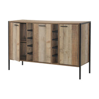 Wine Cabinet with 2 Strorage and open Selves Bar Cabinet Cupboard in Oak Colour Furniture Kings Warehouse