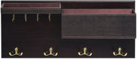 Wood Entryway Coat Rack with 2 Leather Tray(Brown) living room Kings Warehouse