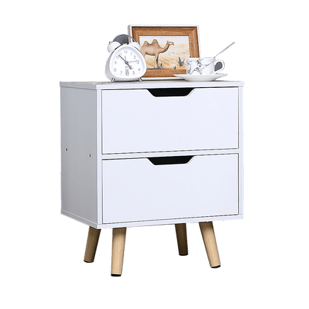 Wooden Bedside Table 2 Drawers Cabinet Storage Night Stand Furniture Kings Warehouse