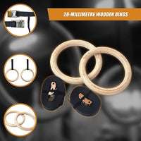 Wooden Gymnastic Rings Olympic Gym Strength Training Sports & Fitness Kings Warehouse