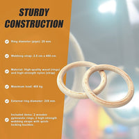 Wooden Gymnastic Rings Olympic Gym Strength Training Sports & Fitness Kings Warehouse