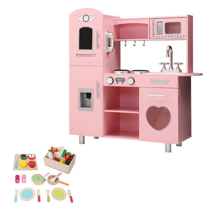 Wooden Kitchen Pretend Play Sets Food Cooking Toys Children Pink Kings Warehouse