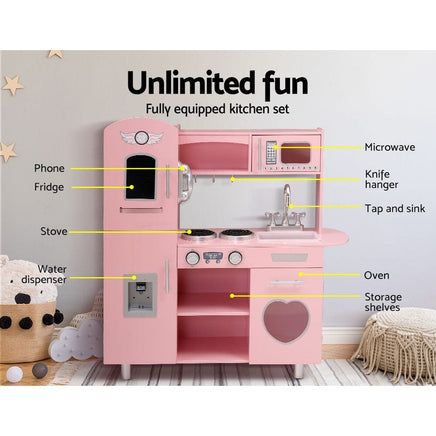Wooden Kitchen Pretend Play Sets Food Cooking Toys Children Pink Kings Warehouse