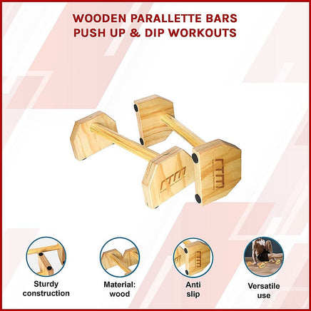 Wooden Parallette Bars Push Up & Dip Workouts Sports & Fitness Kings Warehouse