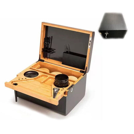 Wooden Storage Chest With Movable Tray Wood Lockable Stash Box Rolling Tray Gift Pet Care Kings Warehouse