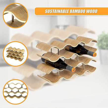 Wooden Wave Wine Rack/Creative Home Grape Wine Holder Shelf Cabinet/Bottle Rack Home & Garden Kings Warehouse
