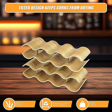 Wooden Wave Wine Rack/Creative Home Grape Wine Holder Shelf Cabinet/Bottle Rack Home & Garden Kings Warehouse