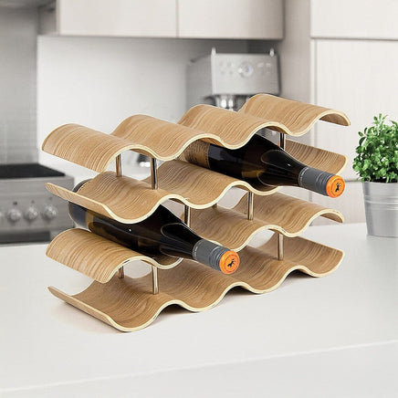 Wooden Wave Wine Rack/Creative Home Grape Wine Holder Shelf Cabinet/Bottle Rack Home & Garden Kings Warehouse