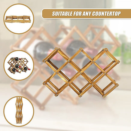 Wooden Wine Rack Freestanding 10 Bottles Countertop Storage Home & Garden Kings Warehouse