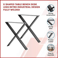 X Shaped Table Bench Desk Legs Retro Industrial Design Fully Welded Furniture Kings Warehouse