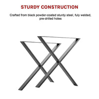 X Shaped Table Bench Desk Legs Retro Industrial Design Fully Welded Furniture Kings Warehouse