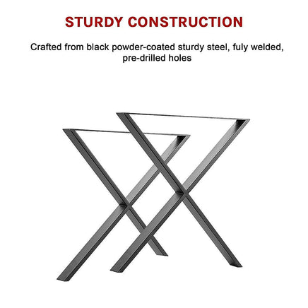X Shaped Table Bench Desk Legs Retro Industrial Design Fully Welded Furniture Kings Warehouse
